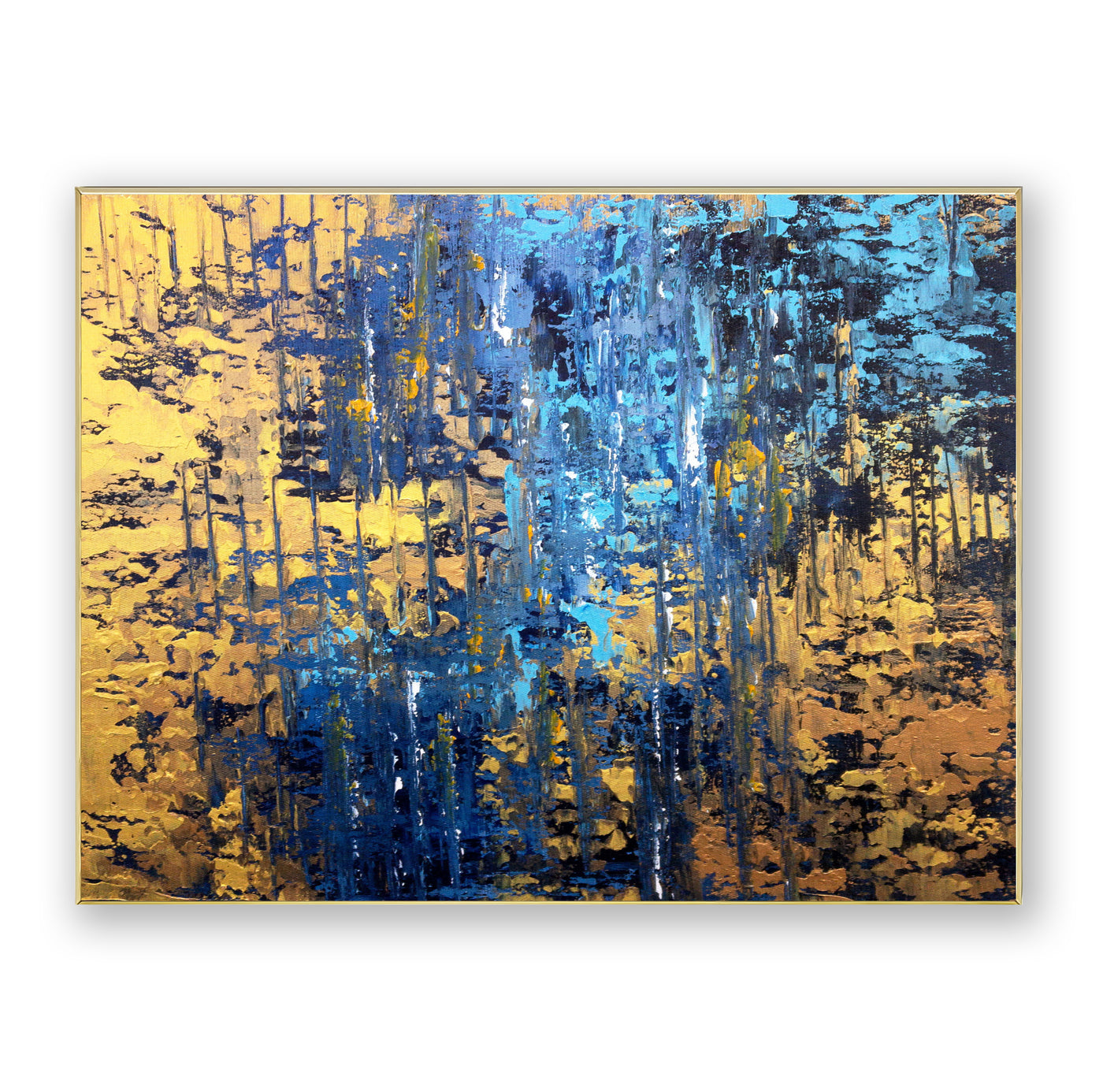 Abstract Blue Gold Canvas Art