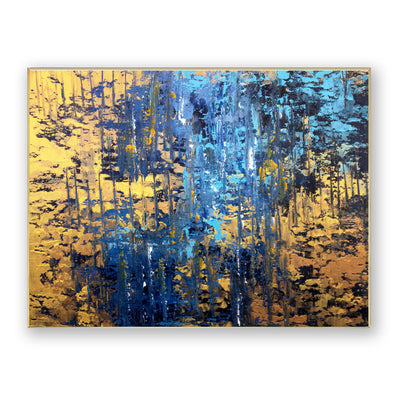 Abstract Blue Gold Canvas Art