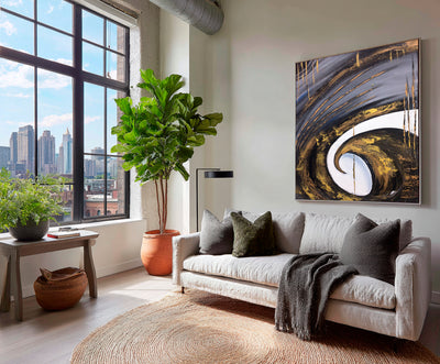 Abstract Black Gold Canvas Art