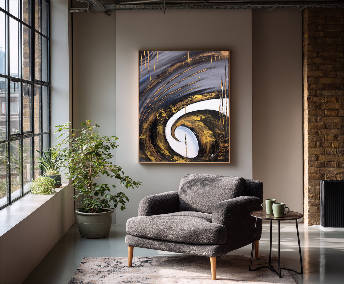 Abstract Black Gold Canvas Art