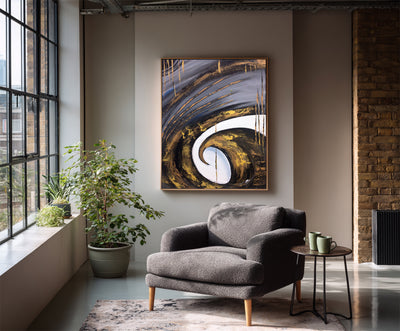 Abstract Black Gold Canvas Art