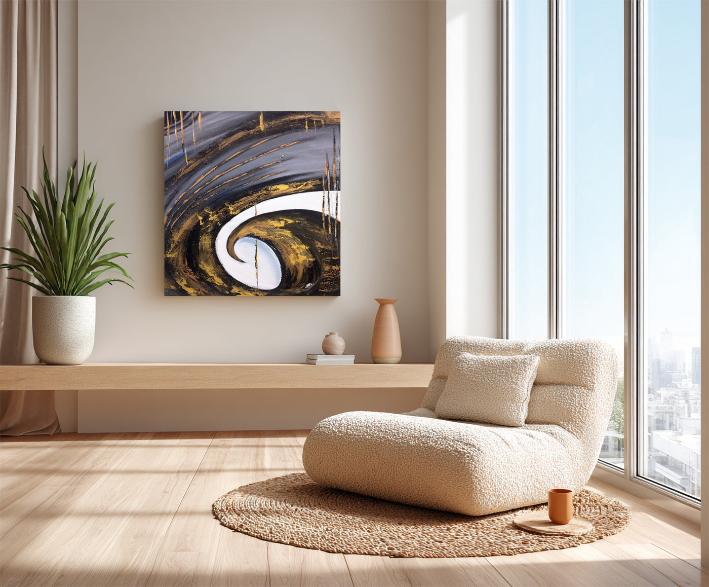 Abstract Black Gold Canvas Art