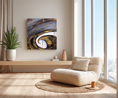 Abstract Black Gold Canvas Art