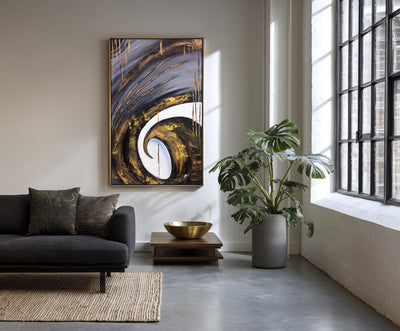 Abstract Black Gold Canvas Art