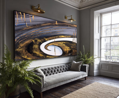 Abstract Black Gold Canvas Art