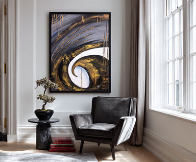 Abstract Black Gold Canvas Art