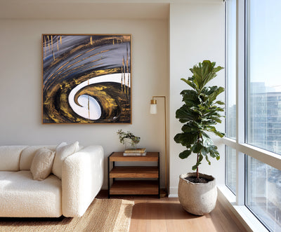 Abstract Black Gold Canvas Art