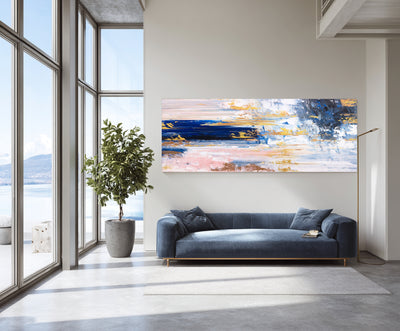 Abstract Blue Gold Canvas Art