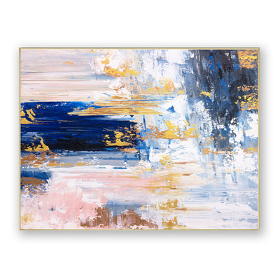 Abstract Blue Gold Canvas Art