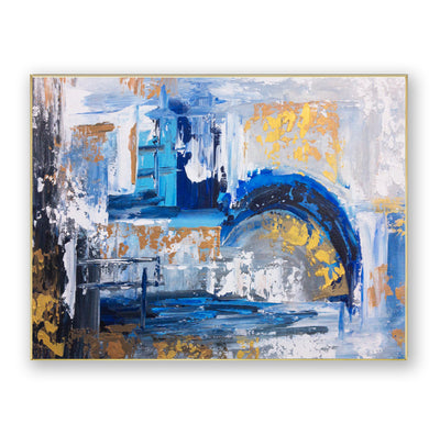 Abstract Blue Gold Canvas Art