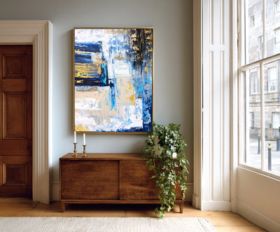 Abstract Blue Gold Canvas Art