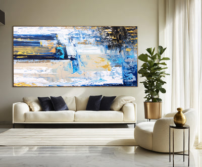 Abstract Blue Gold Canvas Art