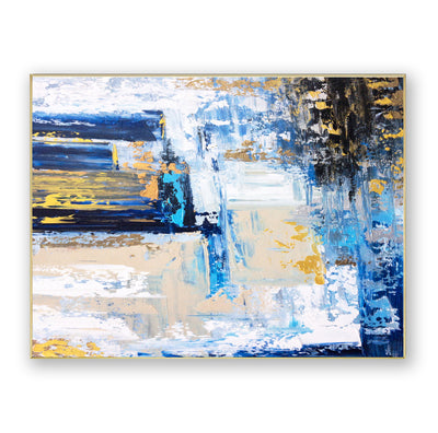 Abstract Blue Gold Canvas Art