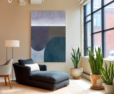 Abstract Blue Geometric Canvas Art
