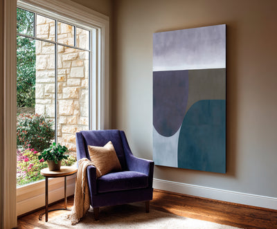 Abstract Blue Geometric Canvas Art