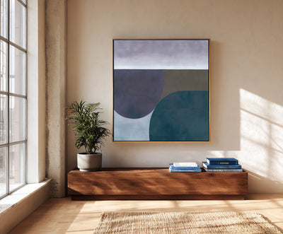 Abstract Blue Geometric Canvas Art