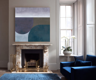Abstract Blue Geometric Canvas Art