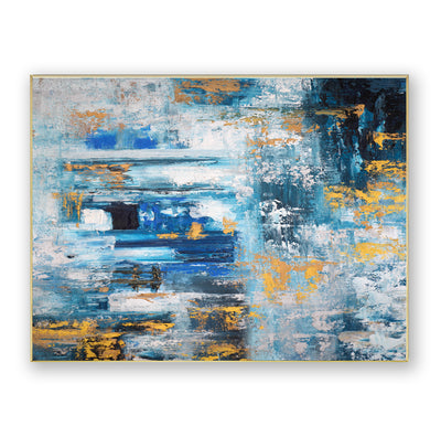 Abstract Blue Gold Canvas Art