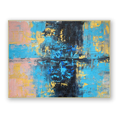 Abstract Blue Gold Canvas Art