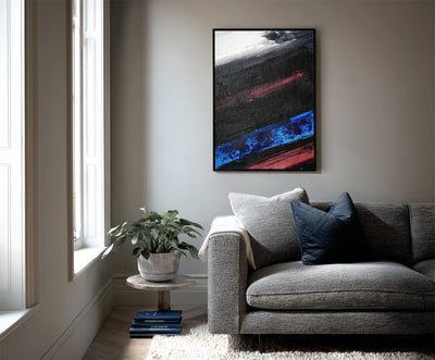 Abstract Black Blue Canvas Art