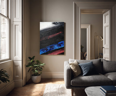 Abstract Black Blue Canvas Art