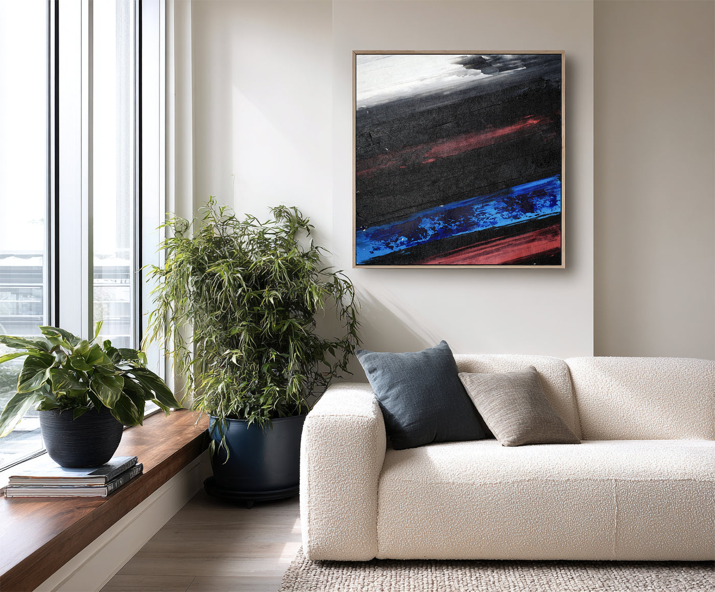Abstract Black Blue Canvas Art