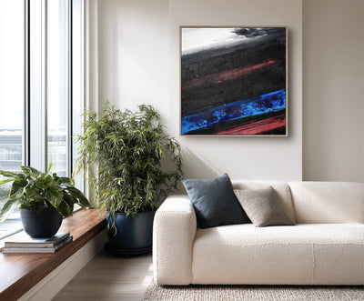 Abstract Black Blue Canvas Art