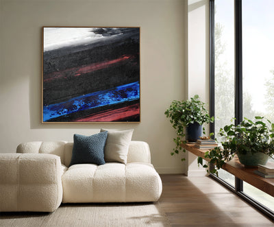 Abstract Black Blue Canvas Art