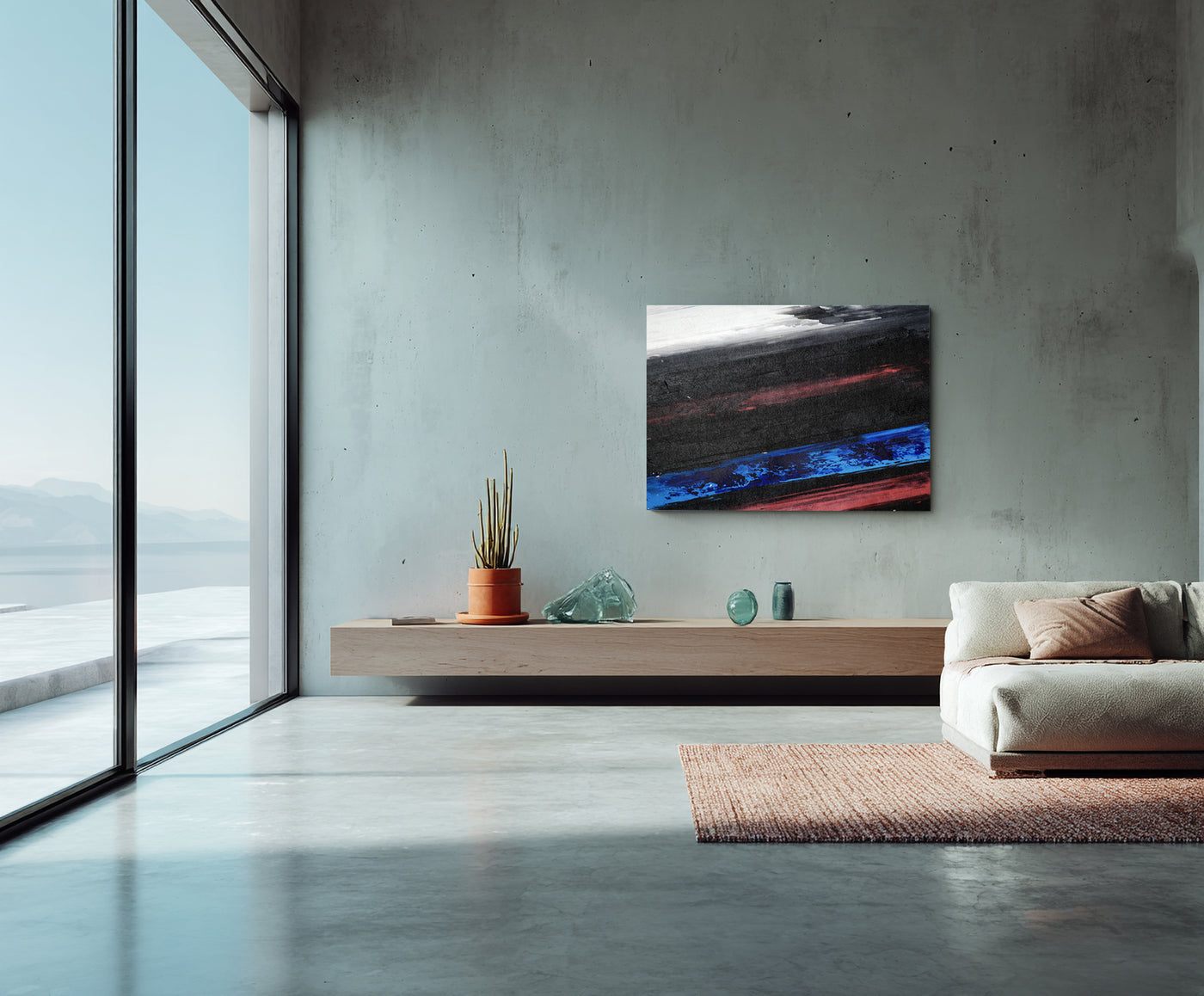 Abstract Black Blue Canvas Art