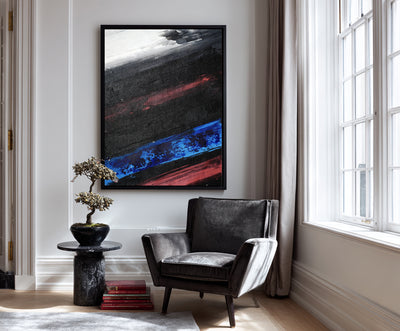 Abstract Black Blue Canvas Art