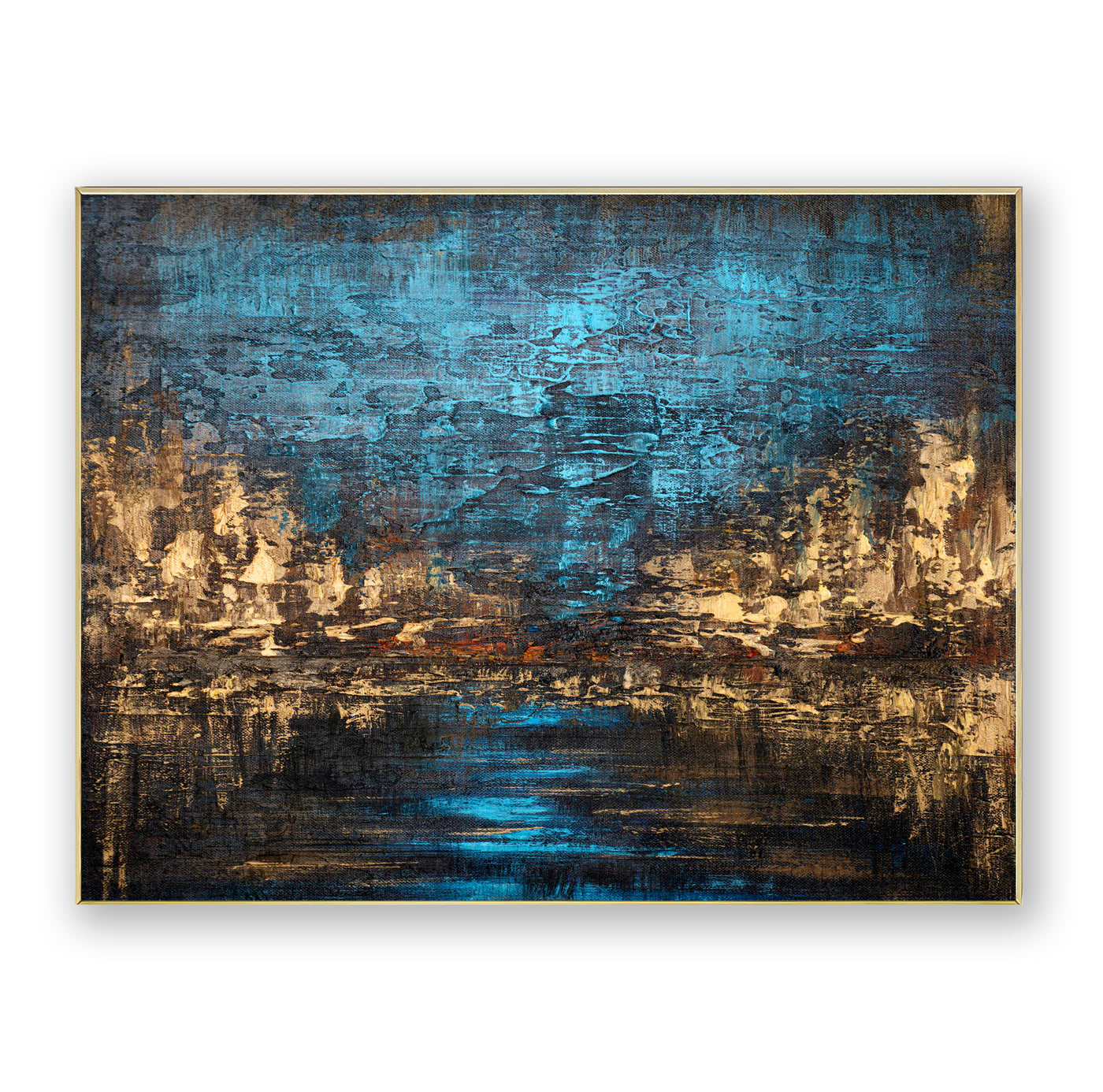 Abstract Blue Brown Canvas Art