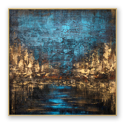 Abstract Blue Brown Canvas Art