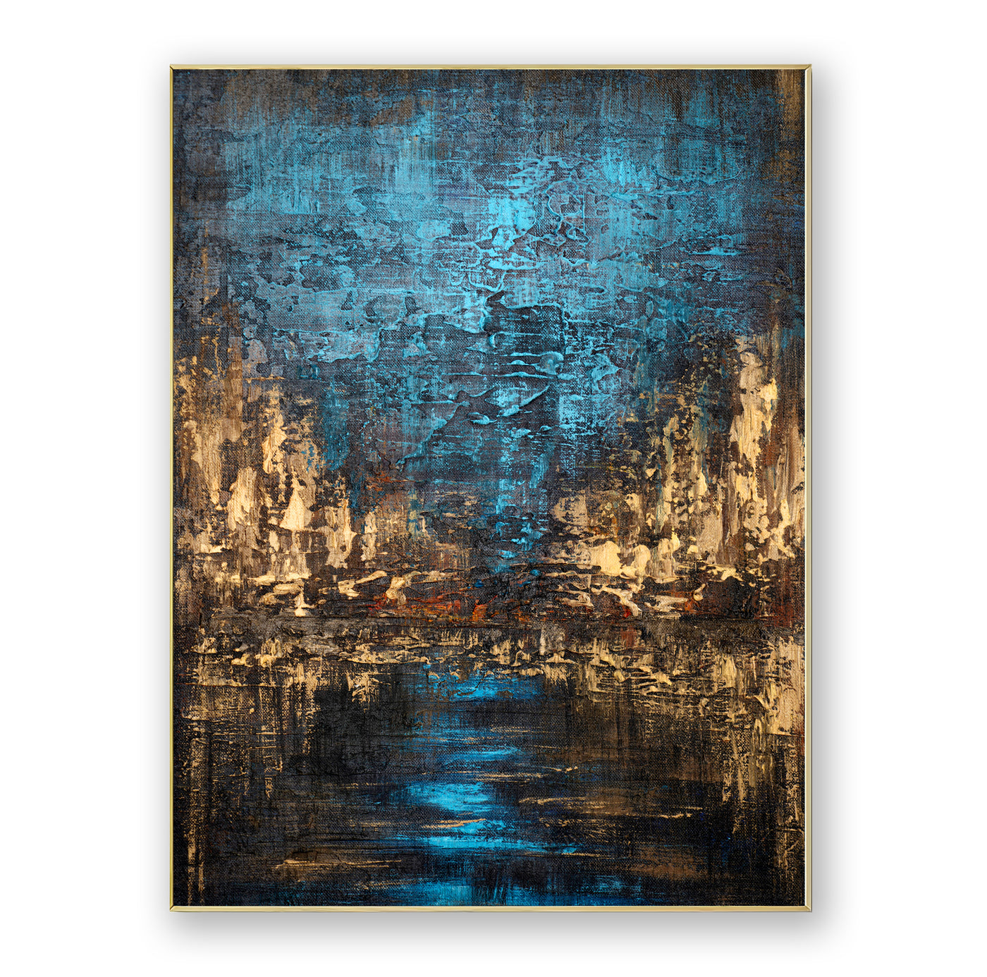 Abstract Blue Brown Canvas Art