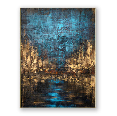 Abstract Blue Brown Canvas Art