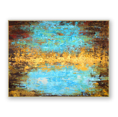 Abstract Blue Gold Canvas Art