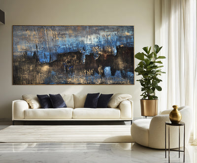 Abstract Blue Gold Canvas Art