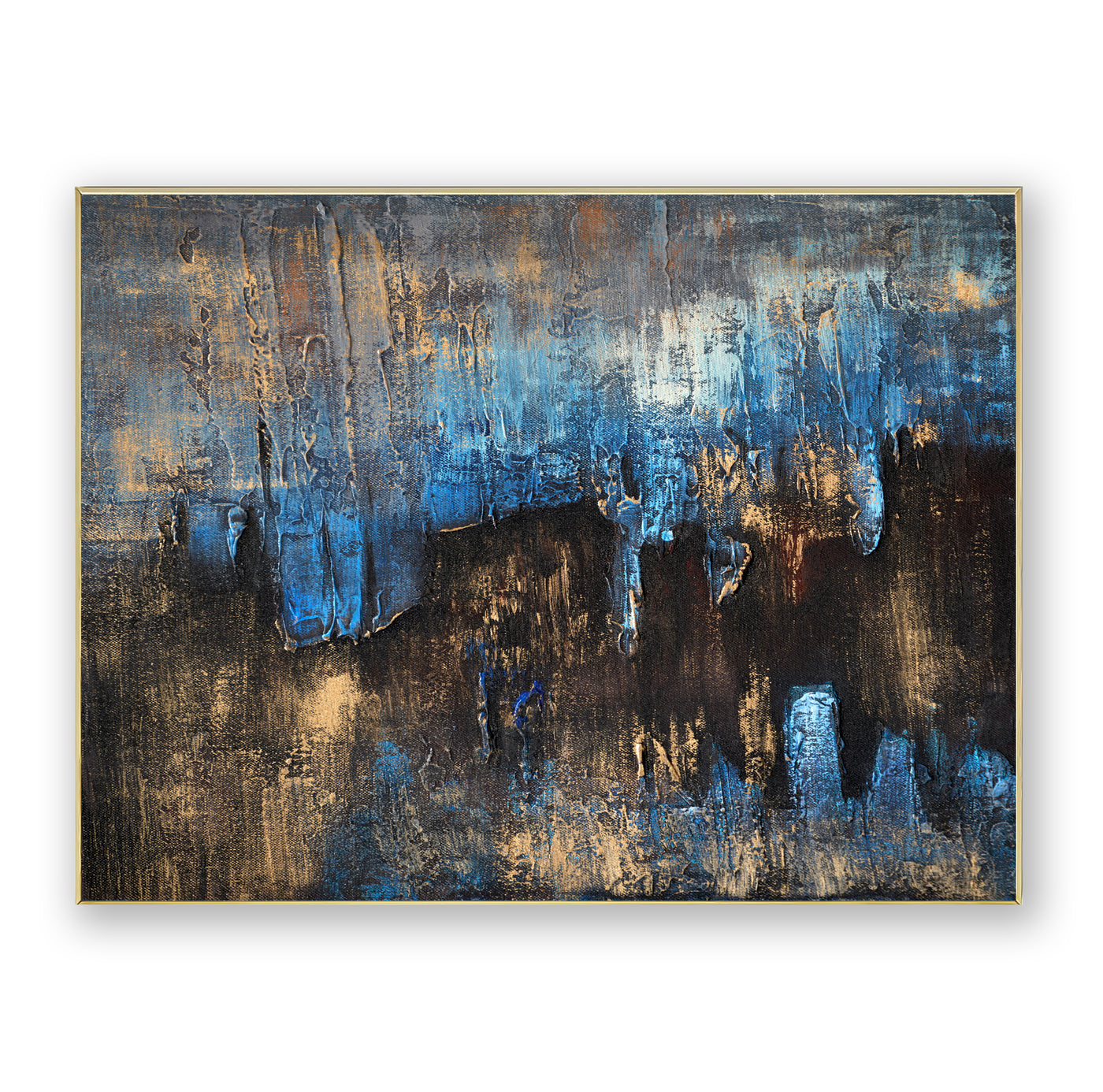 Abstract Blue Gold Canvas Art