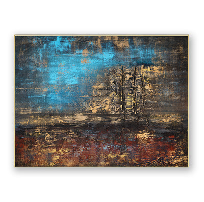 Abstract Blue Gold Canvas Art