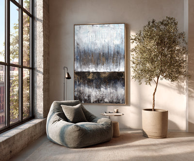 Abstract Blue Brown Canvas Art