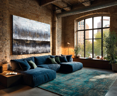 Abstract Blue Brown Canvas Art