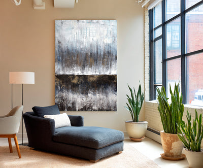 Abstract Blue Brown Canvas Art