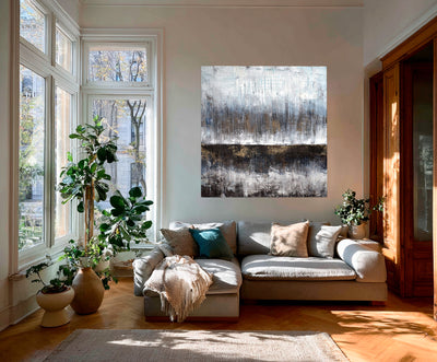 Abstract Blue Brown Canvas Art