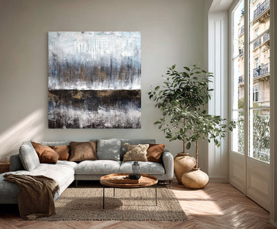 Abstract Blue Brown Canvas Art