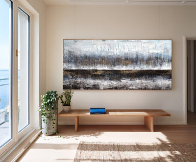Abstract Blue Brown Canvas Art