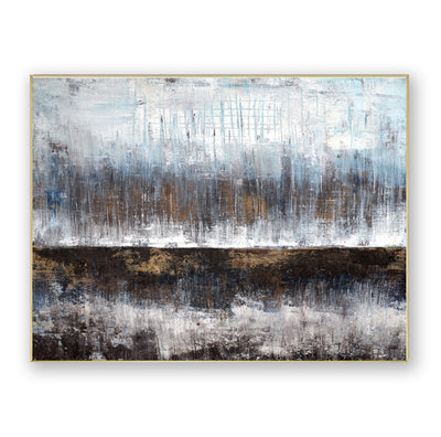 Abstract Blue Brown Canvas Art