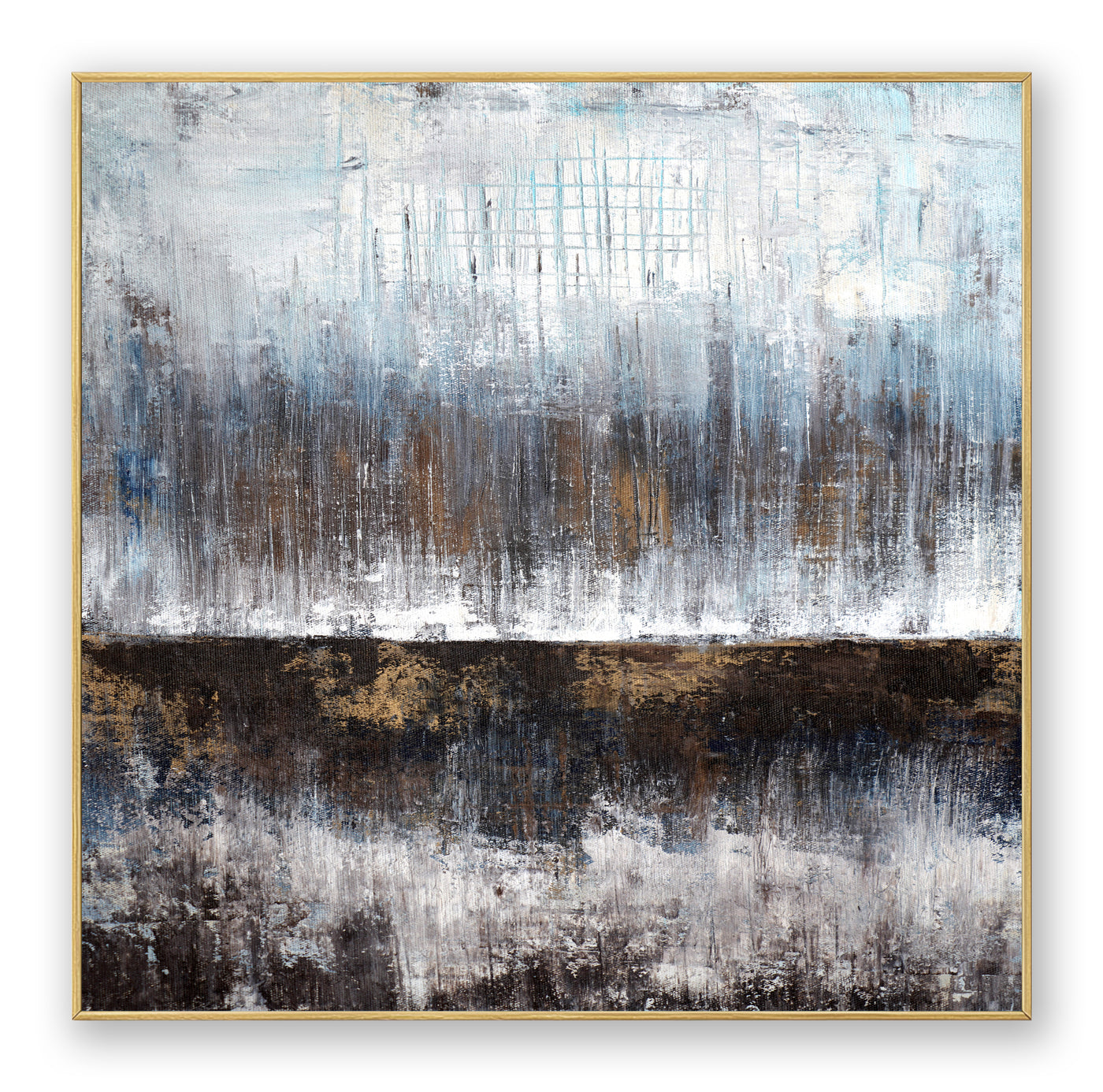 Abstract Blue Brown Canvas Art