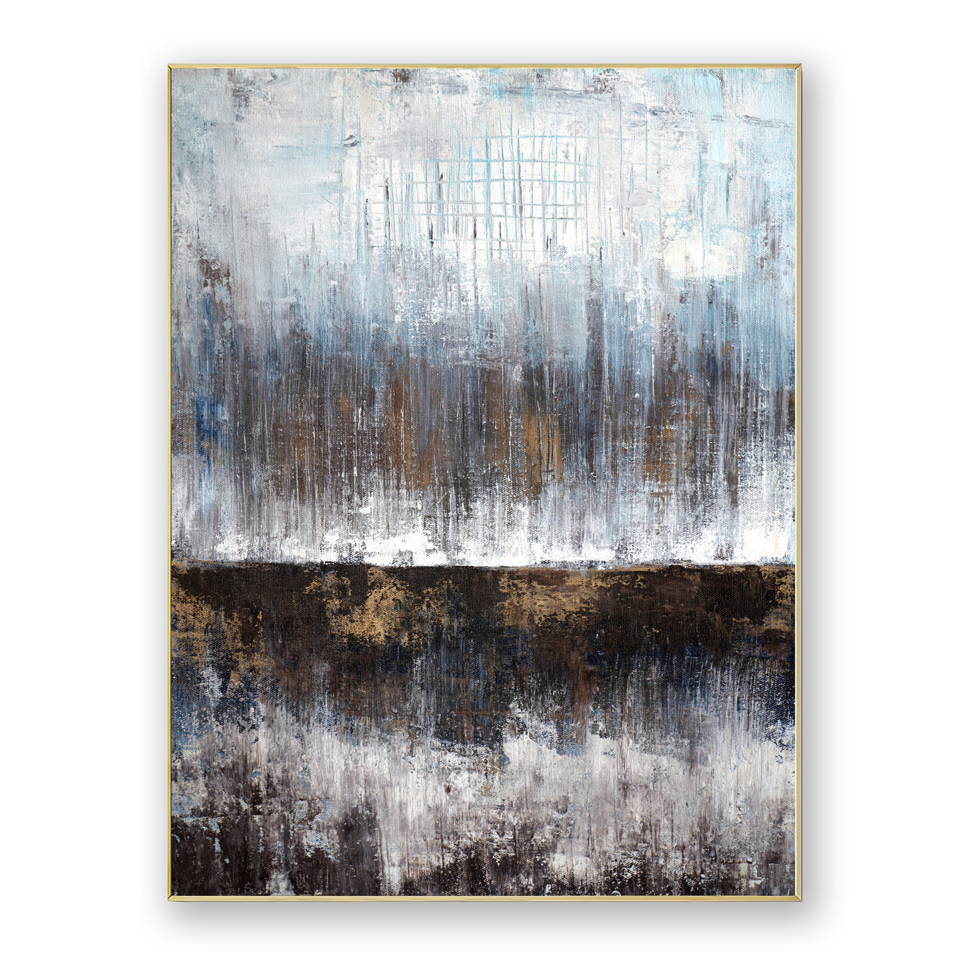Abstract Blue Brown Canvas Art