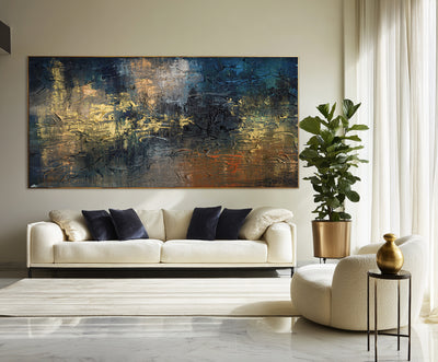 Abstract Blue Gold Canvas Art