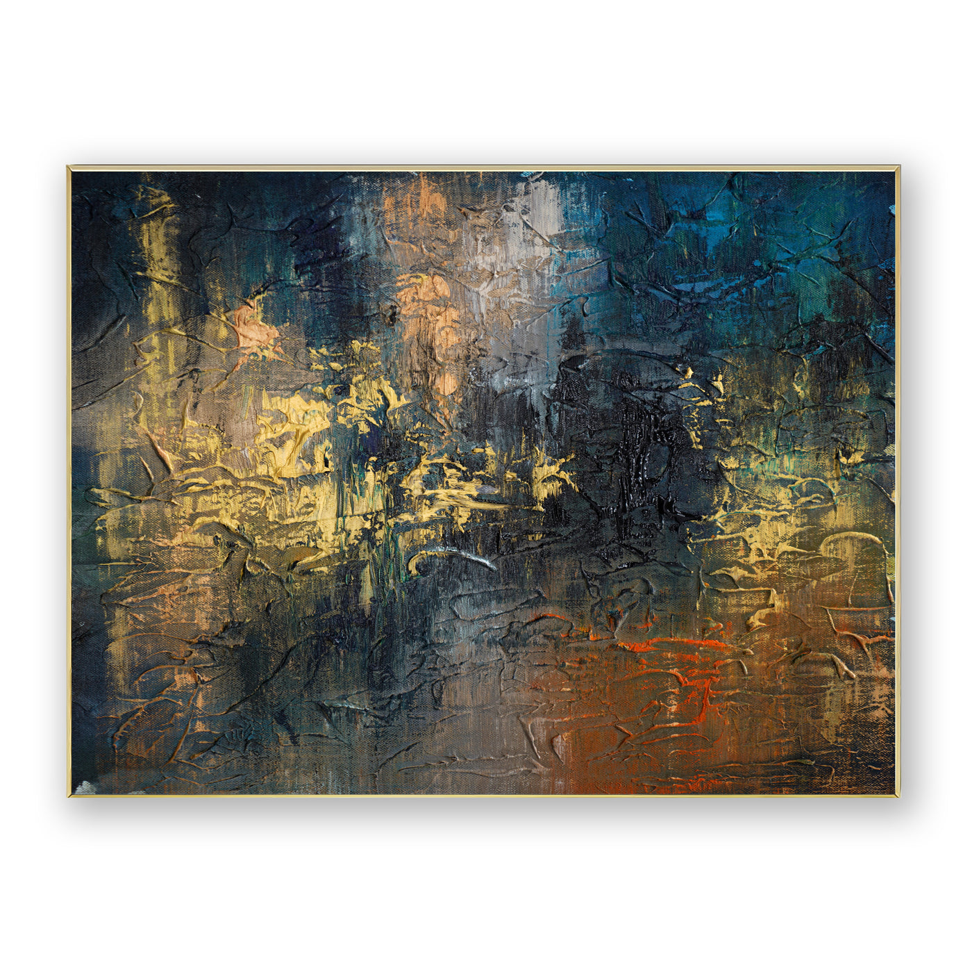 Abstract Blue Gold Canvas Art