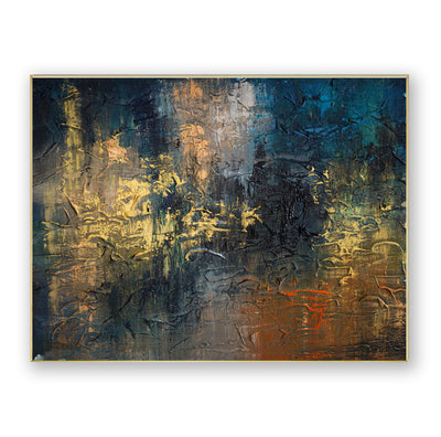 Abstract Blue Gold Canvas Art